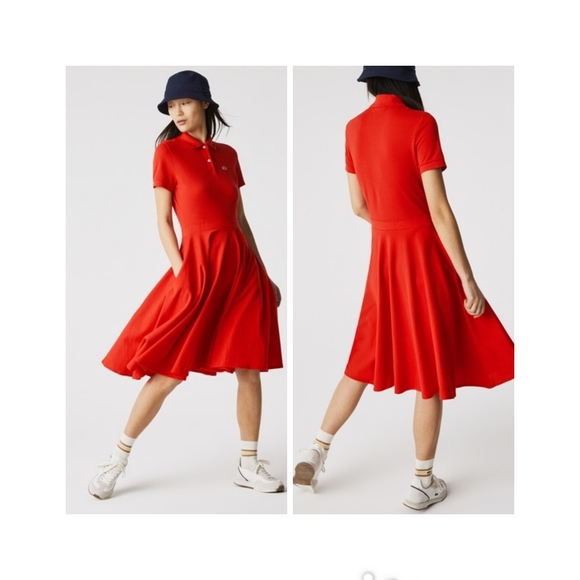 Lacoste Fitted Cotton Pique Polo Dress - Picture 2 of 12